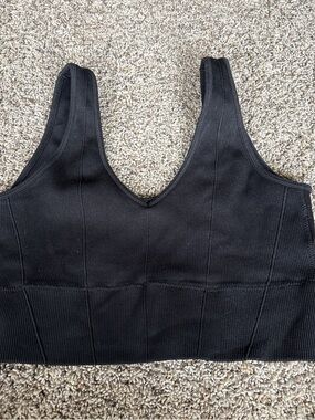 Gilly Hicks Black Ribbed V-Neck Sports Bra